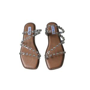 Steve Madden Skyler Clear Sandals  SKYL11S1 Bling Studded Strappy Size 9M New